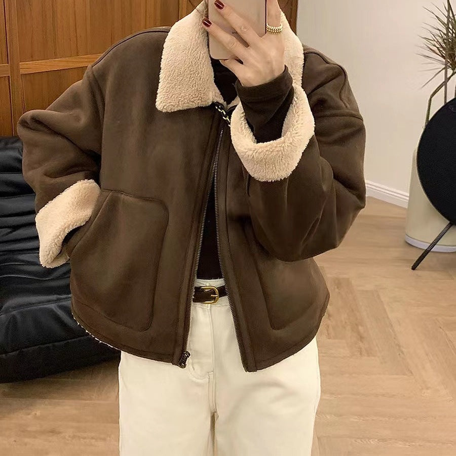 Thickened Cashmere Lapel Jacket