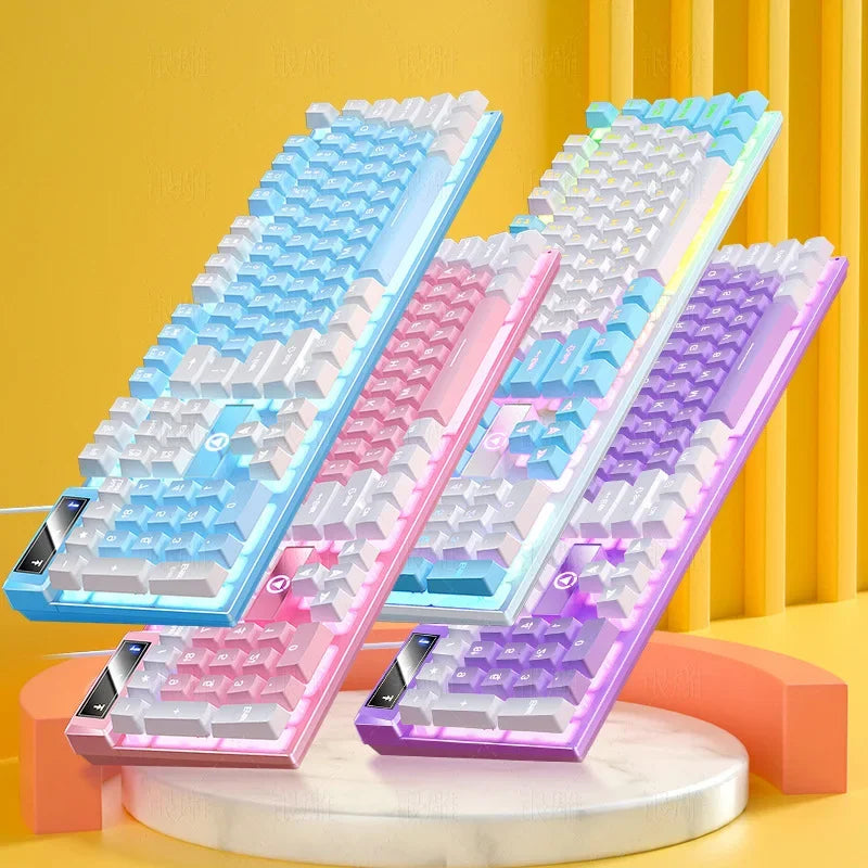 K500 Luminous Gaming Keyboard – Silver Carving Wired