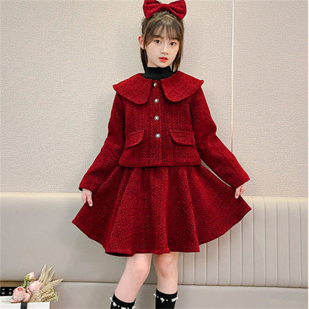 Girls Chanel Skirt Set – Winter Doll Collar Outfit – Outfit Sets – Image 6