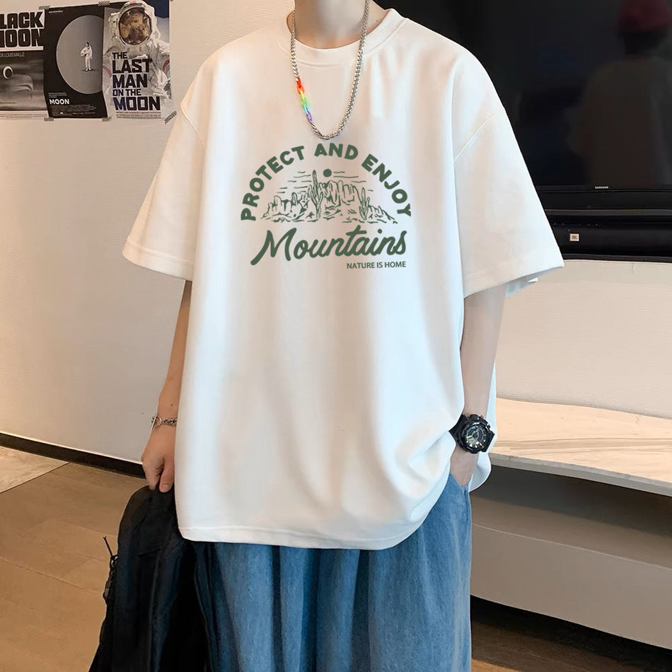 Men’s Printed Cotton T-Shirt – Trendy Casual Base Tee