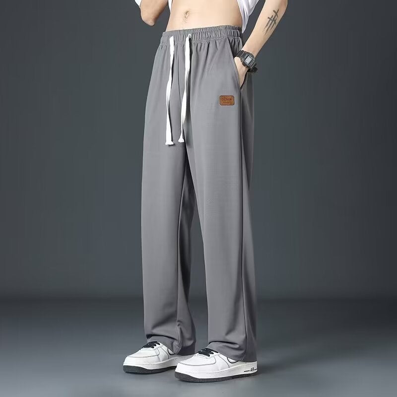 Men's Ice Silk Quick-Dry Straight-Leg Trousers Breathable Pants