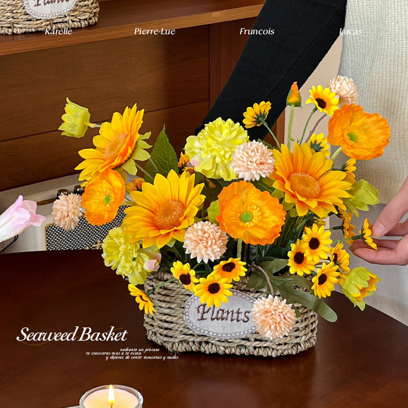Flower Basket Rose Artificial Fake Flower Dining Table Decor