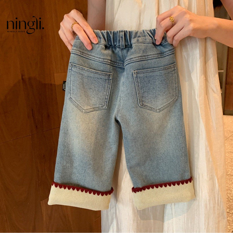 Lime Girls Fleece-Lined Korean Style Jeans
