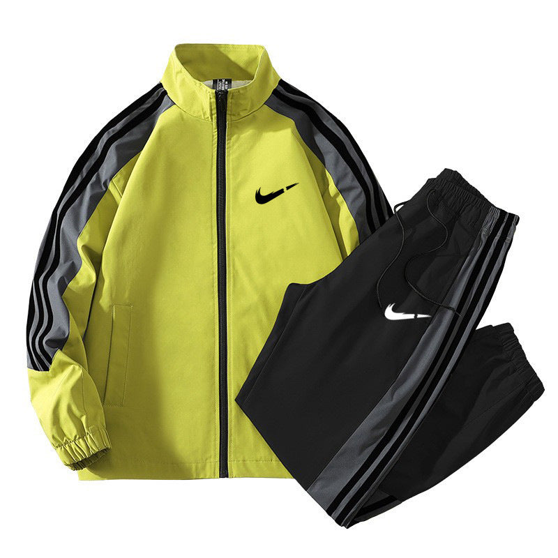 2024 Men’s Tracksuit Set – Casual Solid Color Jacket & Pants