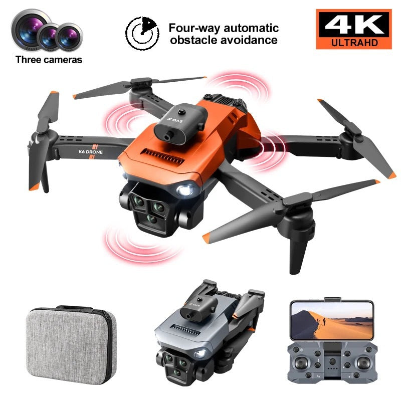 Triple Camera Quadcopter Drone with Vertical Photography System in Orange