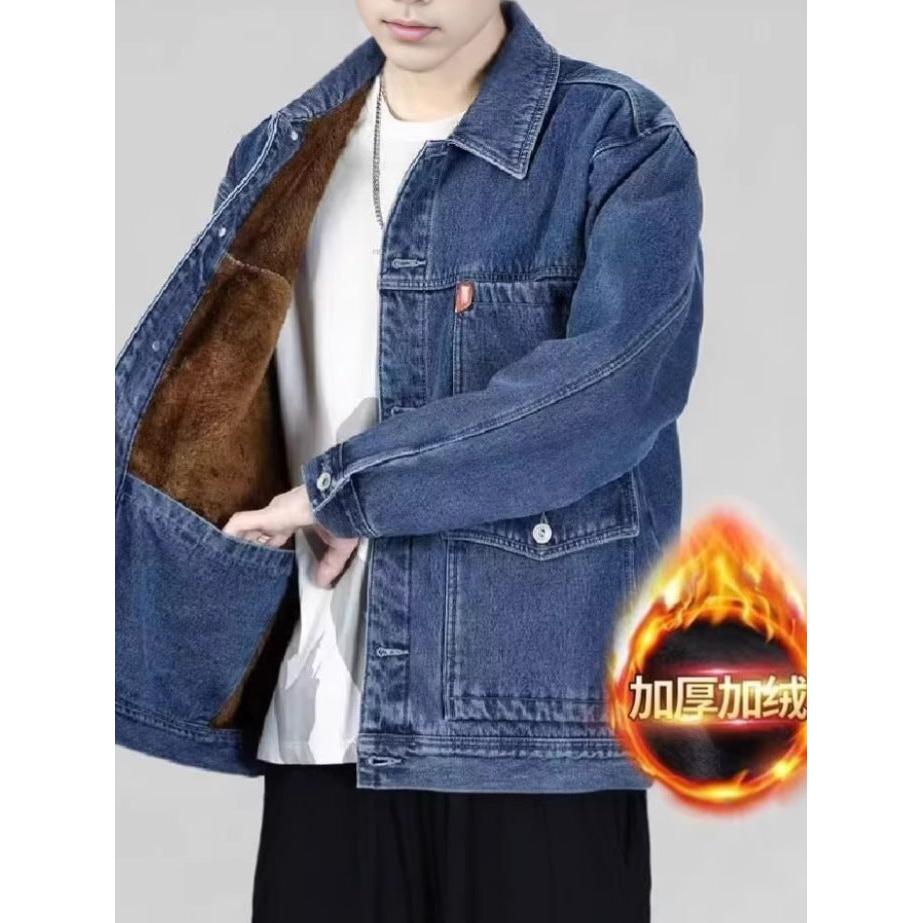 Men’s Thickened Denim Jacket – Autumn Winter Fashion