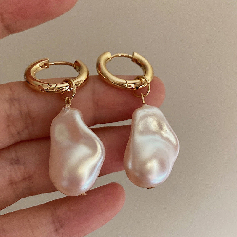 French Baroque Pearl Drop Earrings – Elegant Women’s Style