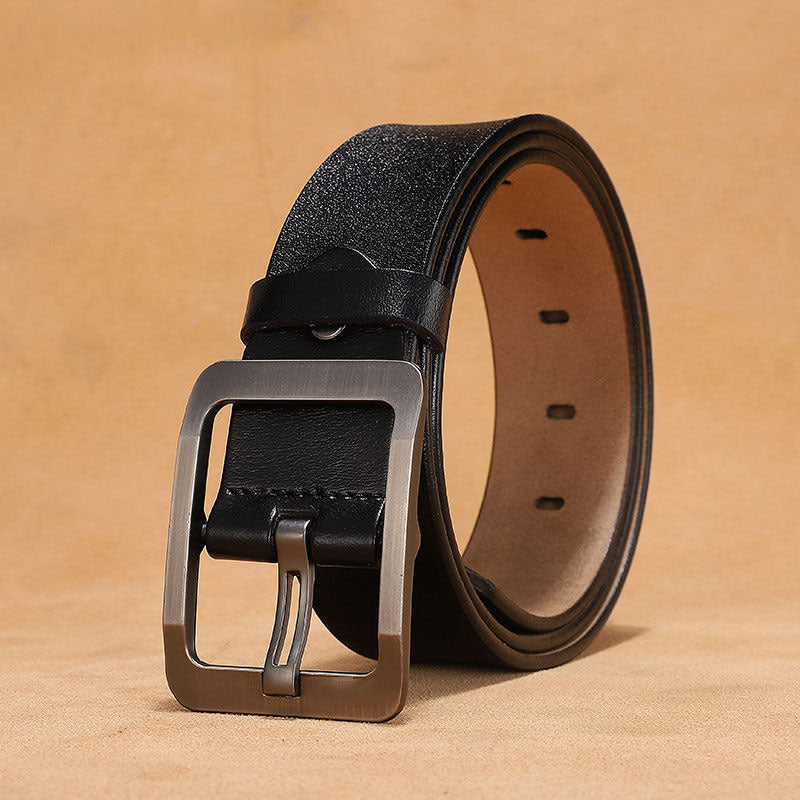 Men’s Cowhide Leather Belt – Casual Pin Buckle Style