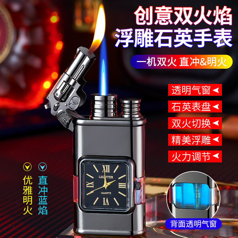 3D Pattern Double Flame Inflatable Multi-Function Lighter