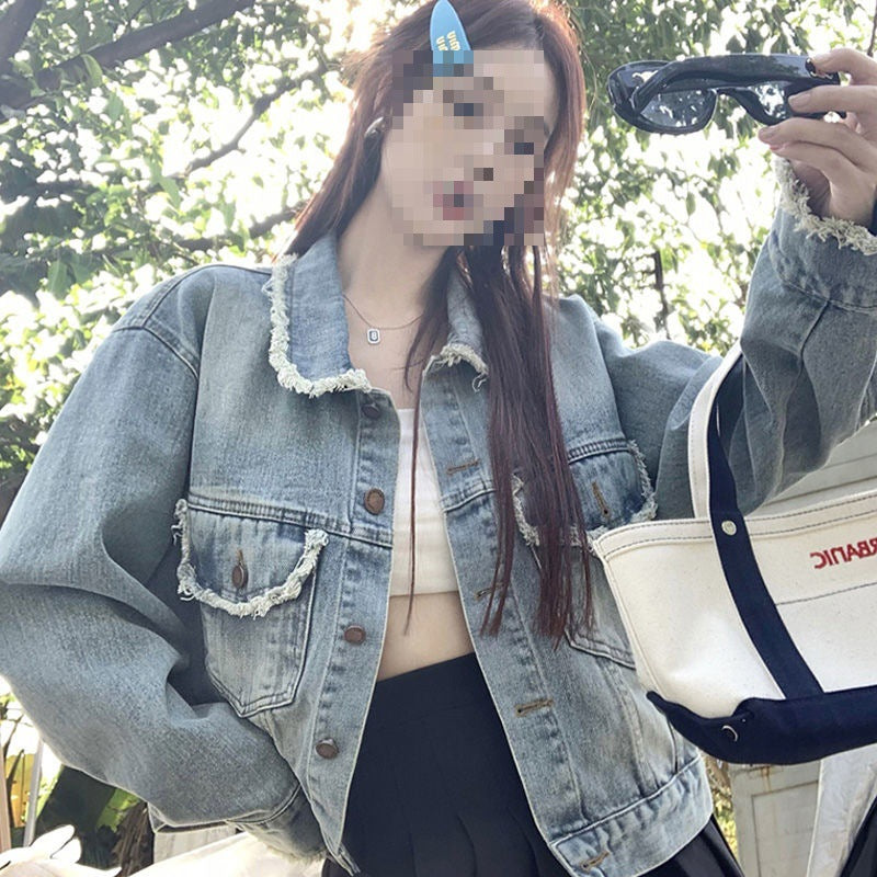 Chanel-Style Retro Denim Jacket for Women