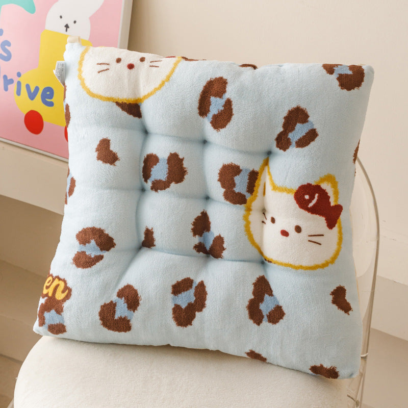 Four-Season Cotton Linen Plush Seat Cushion for Office Chair