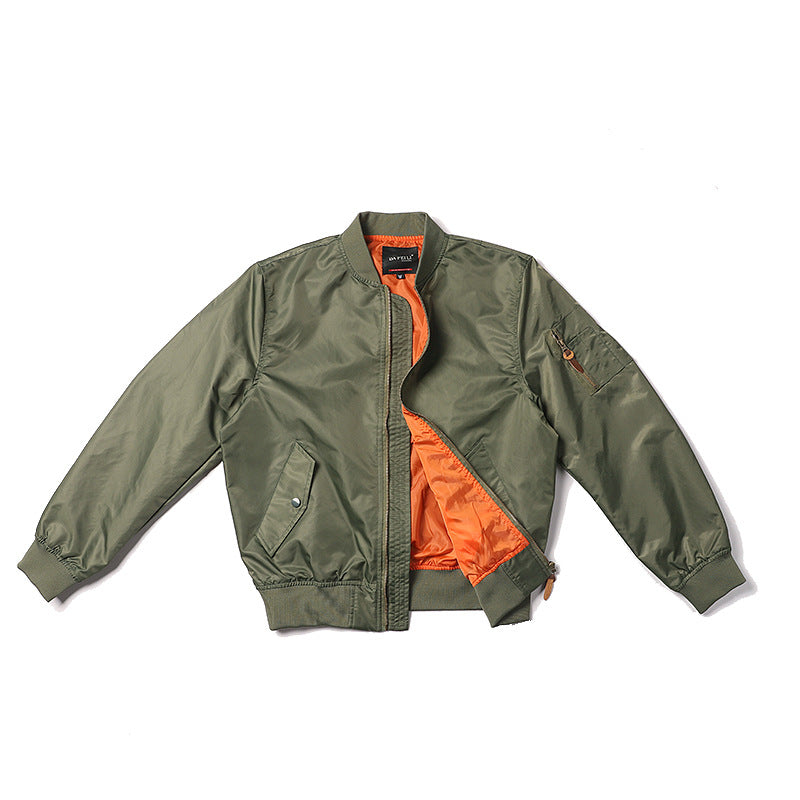 Men’s Loose MA-1 Nylon Bomber Jacket – American Military Style