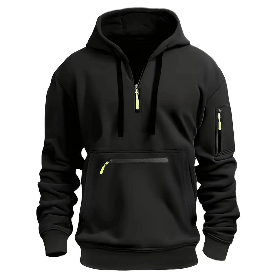 Men’s European-Style Hoodie – Autumn-Winter Fleece Zipper Sweater