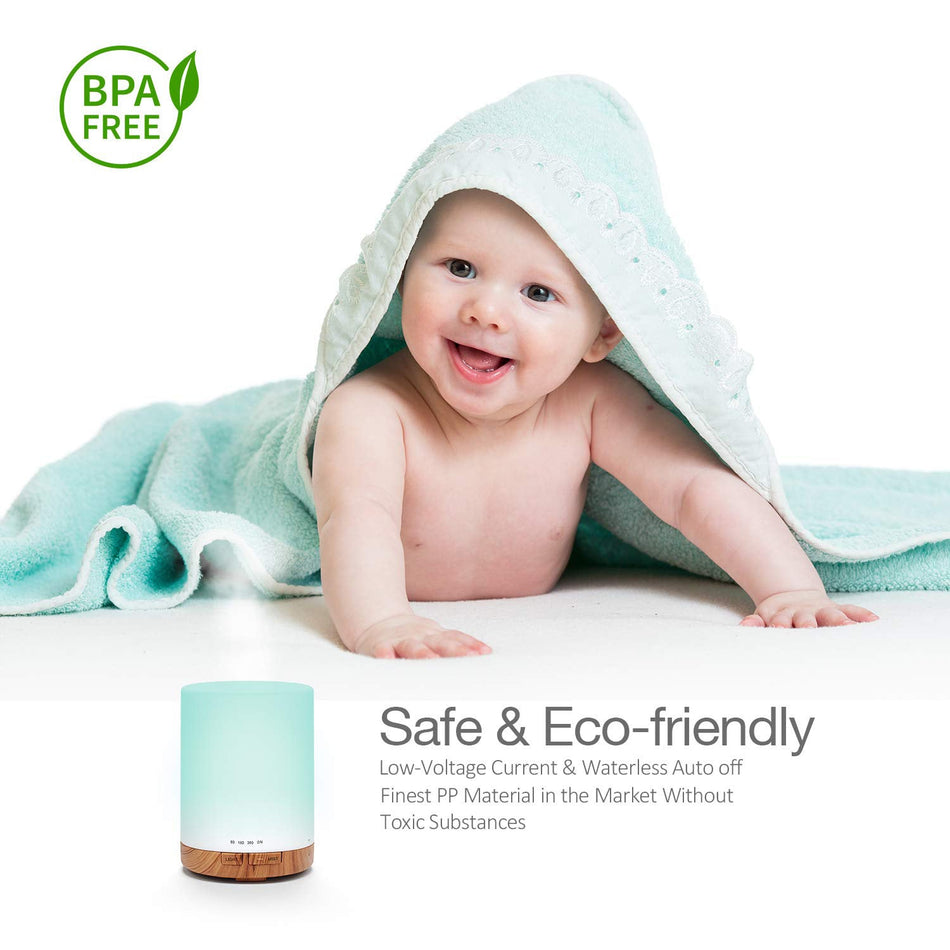 300ml Wood Grain Essential Oil Diffuser with Color Light