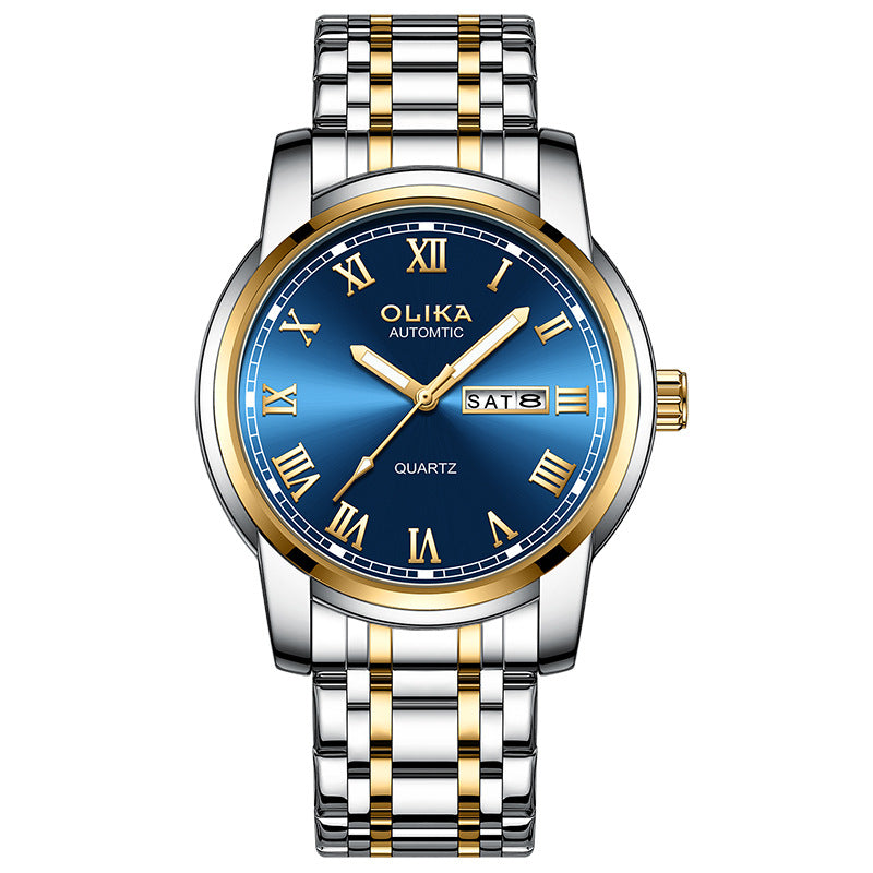 STOCK-Men’s Classic Stainless Steel Watch | Dual Calendar Quartz