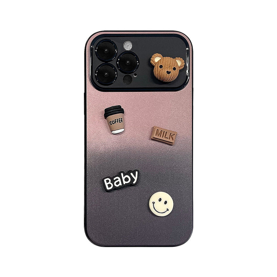 Gradient Color-Block 3D Bear Case for iPhone 17 Pro Max