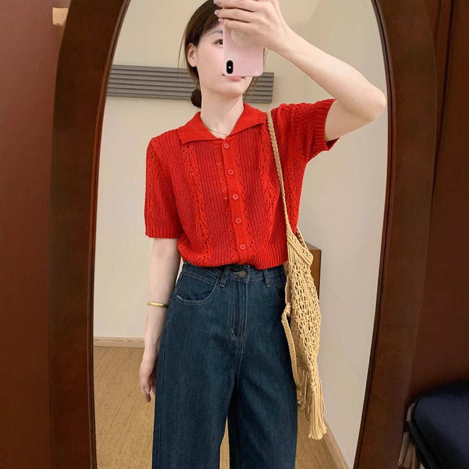 INSTOCK-Retro Lapel Knit Top for Women