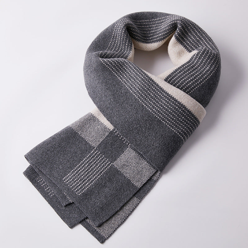 Men’s Wool Cashmere Scarf Plaid Warm Winter Fashion