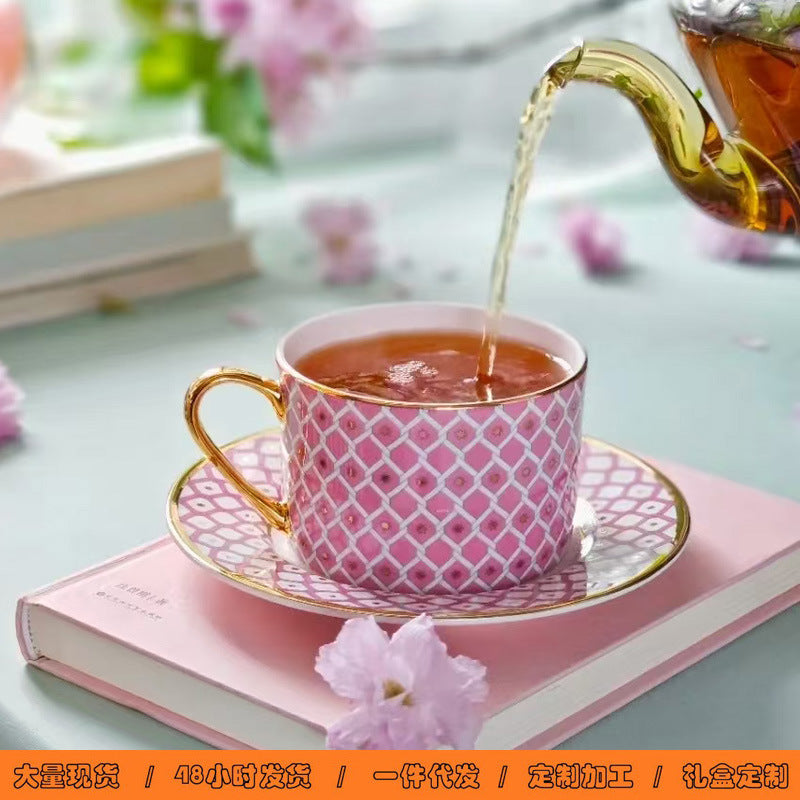 Colorful Star Bone China Coffee Cup & Saucer Gold-Plated