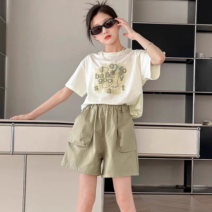 Girls Letter Shorts Summer Two-Piece Set – Baby & Children's Outfits – Image 6