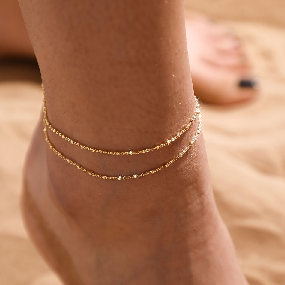 Bohemian Double-Layer Beach Anklet – Light Luxury Style