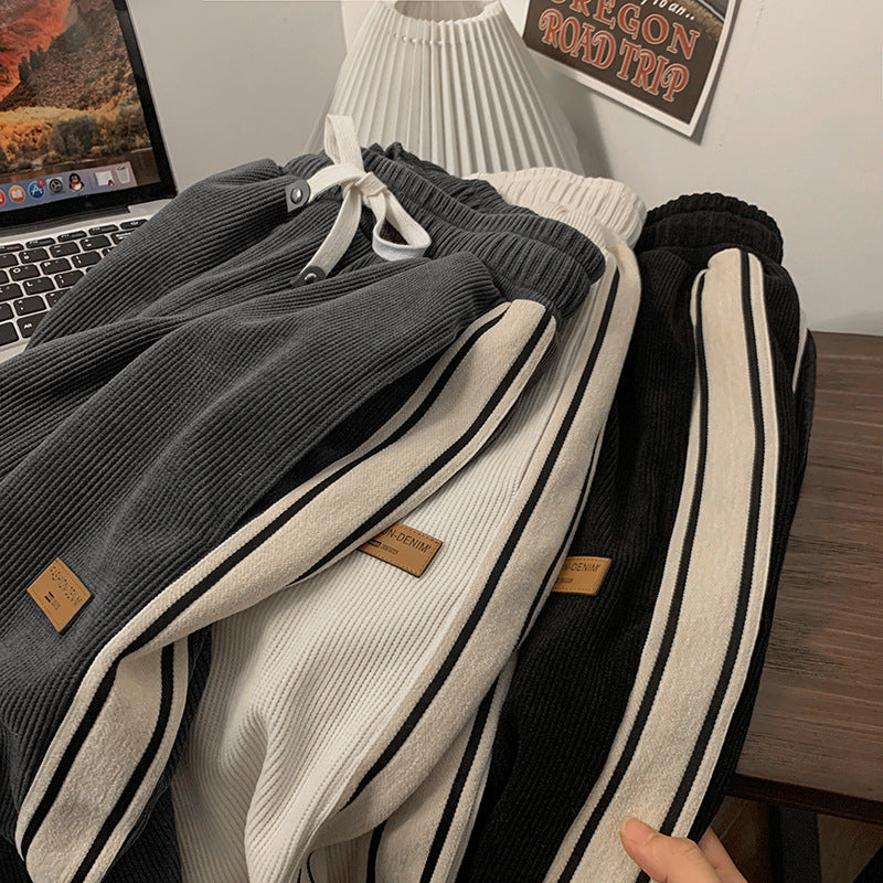 STOCK-Corduroy Loose Straight Pants Teens Fashion
