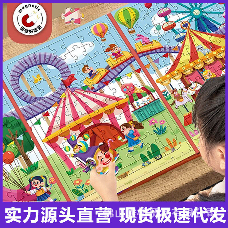 Magnetic Puzzle Quiet Book for Kids Ages 3 to 6 Learning Fun