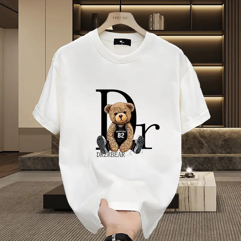 STOCK-Men's Bear Print Cotton T-Shirt – Cute & Casual Tee