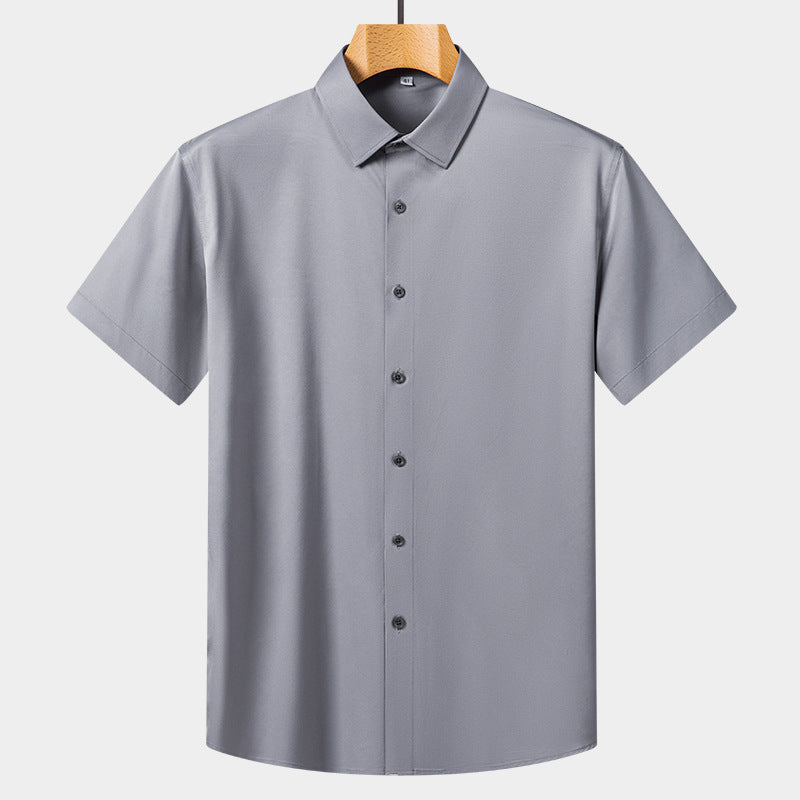 Men's White Short Sleeve Business Shirt Breathable Formal Style