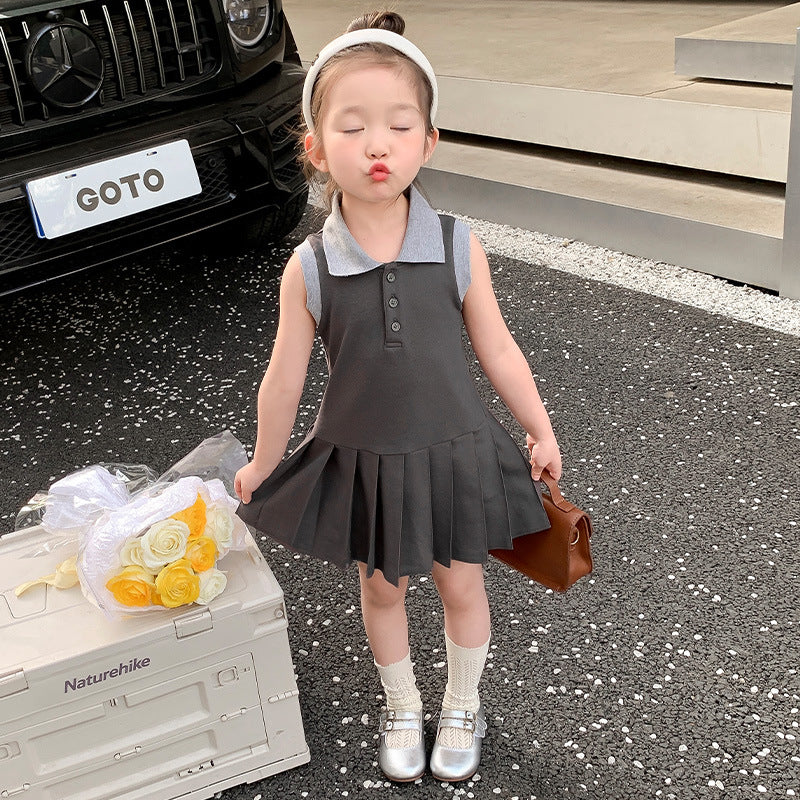 Girls Korean Polo Dress Sleeveless Summer 2024 – Summer Kids Fashion Nepal | Tudoholic