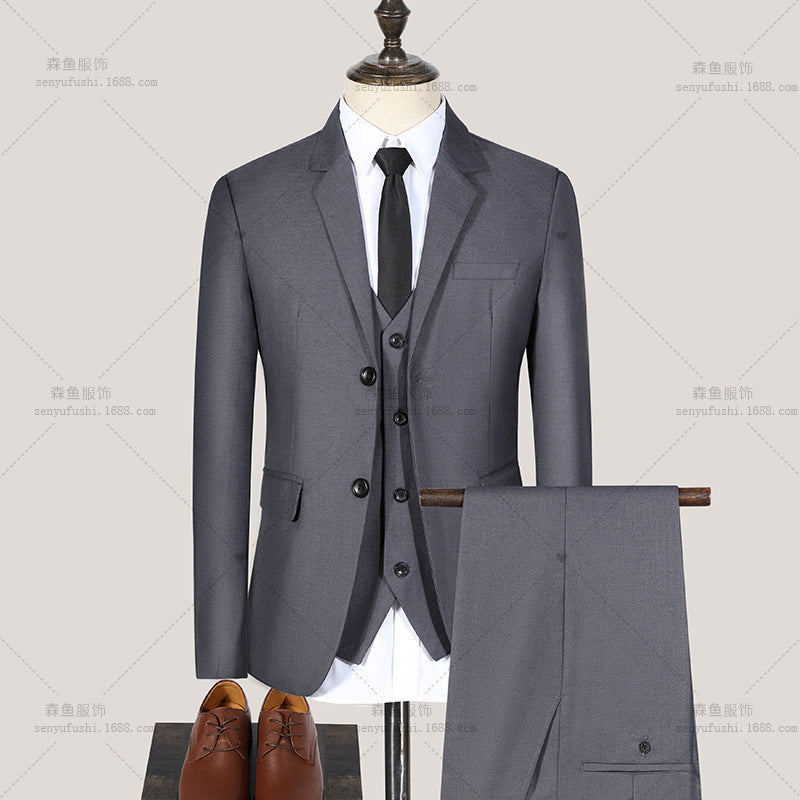 Men’s Slim Fit Three-Piece Suit – Spring & Autumn Groomsmen Suit