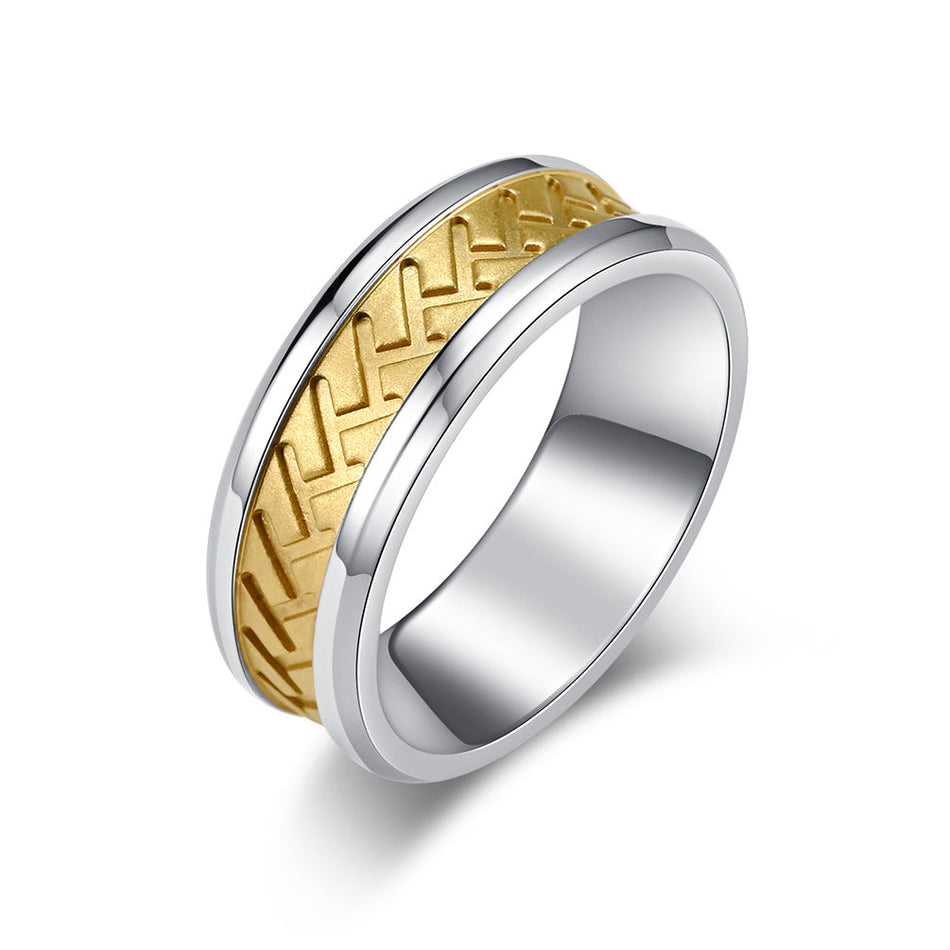 Men's Retro Tire Pattern Gold Ring Creative Fashion Jewelry