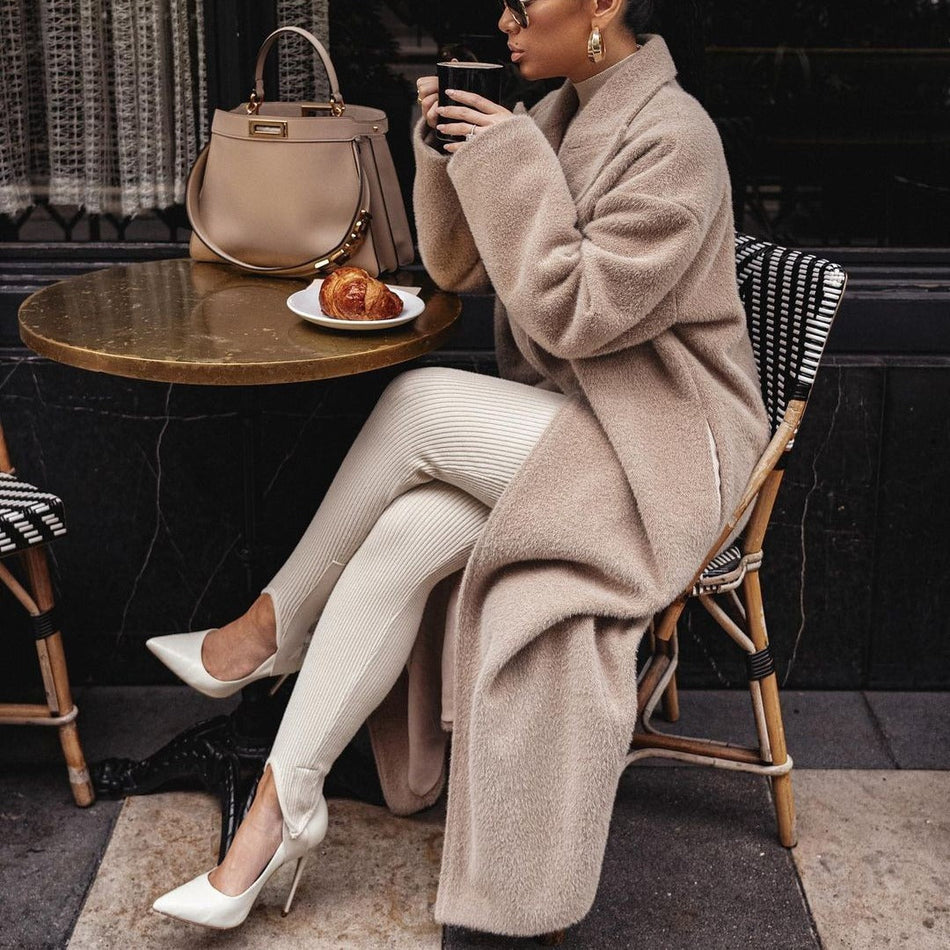 European Style Plush Warm Women's Overcoat
