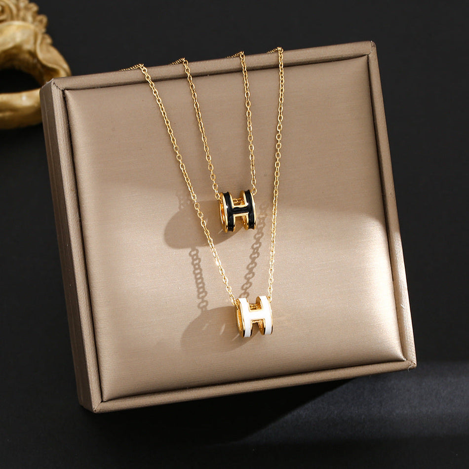 H-Letter Pendant Korean Style Clavicle Necklace
