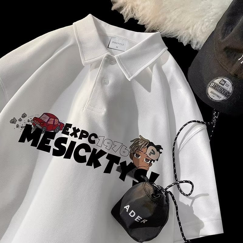 Cartoon Polo – Summer Trendy Men’s Oversized T-Shirt