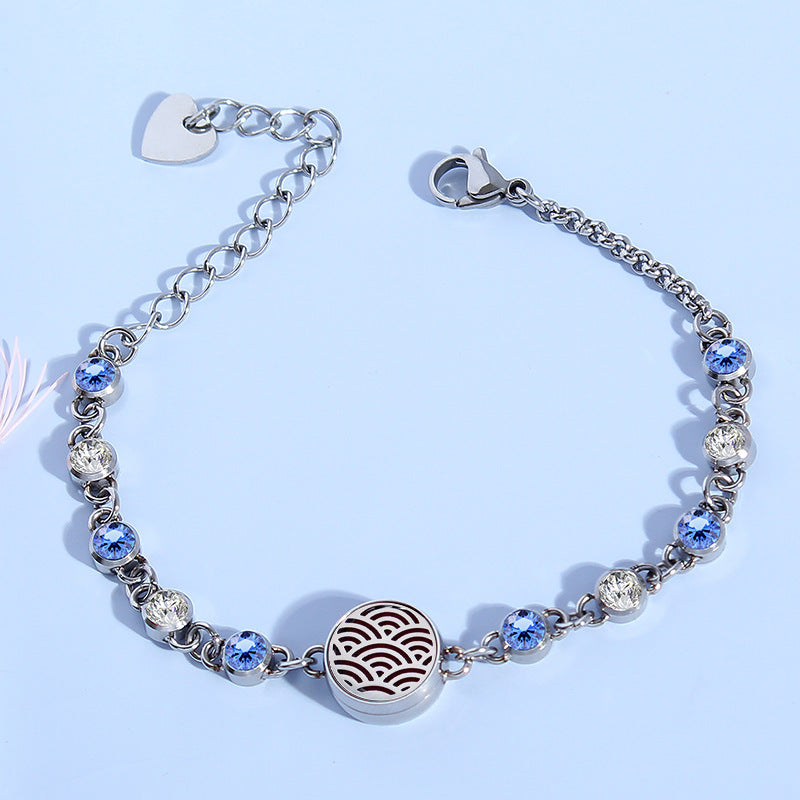 Titanium Steel Floral Aromatherapy Bracelet