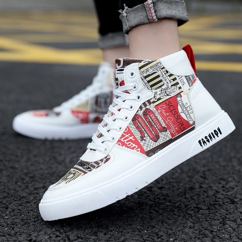 2024 Graffiti High-Top Men’s Shoes – Trendy Casual Sneakers