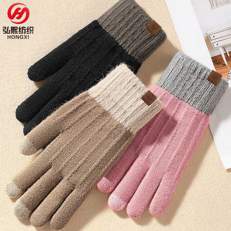 Alpaca Wool Knitted Touch Screen Gloves for Women