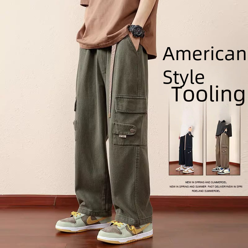 Loose Fit Retro Overalls – Summer Casual Men’s Pants