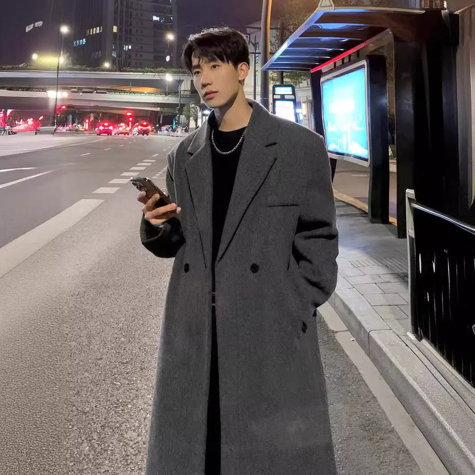 Men’s British Wool Coat Mid-Length Winter Jacket