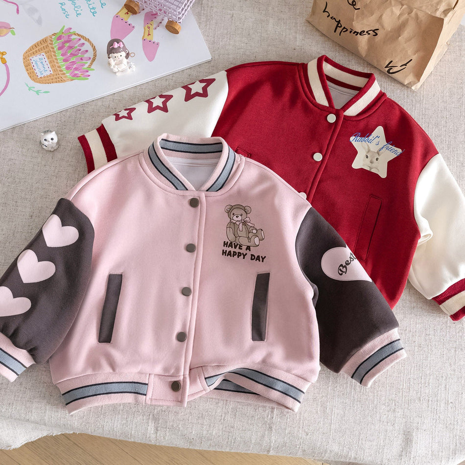 Girls Thin Baseball Jacket Kids Korean Autumn Top