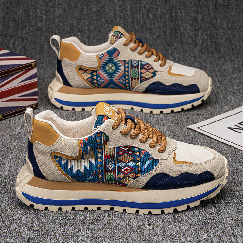 STOCK-2025 Men’s Printed Embroidered Plaid Casual Sneakers