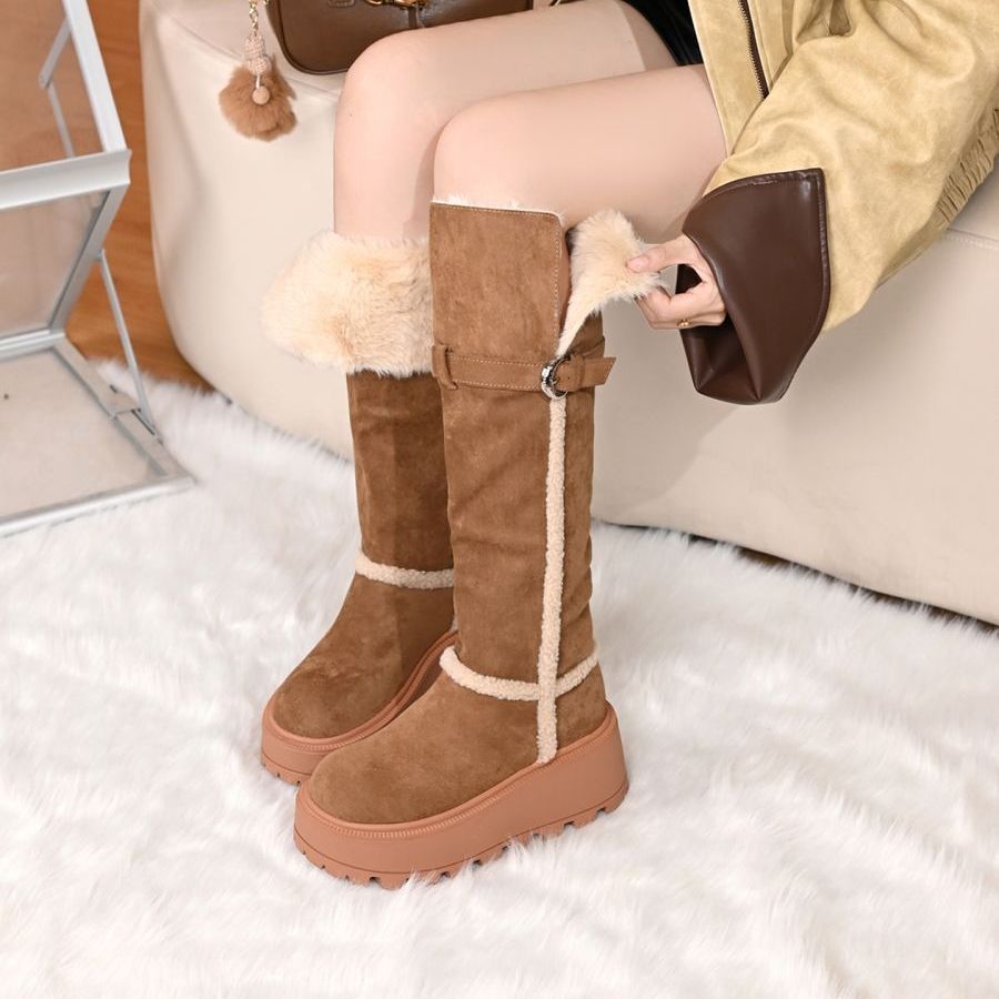 Winter Plush Knee-High Snow Boots for Women 2026