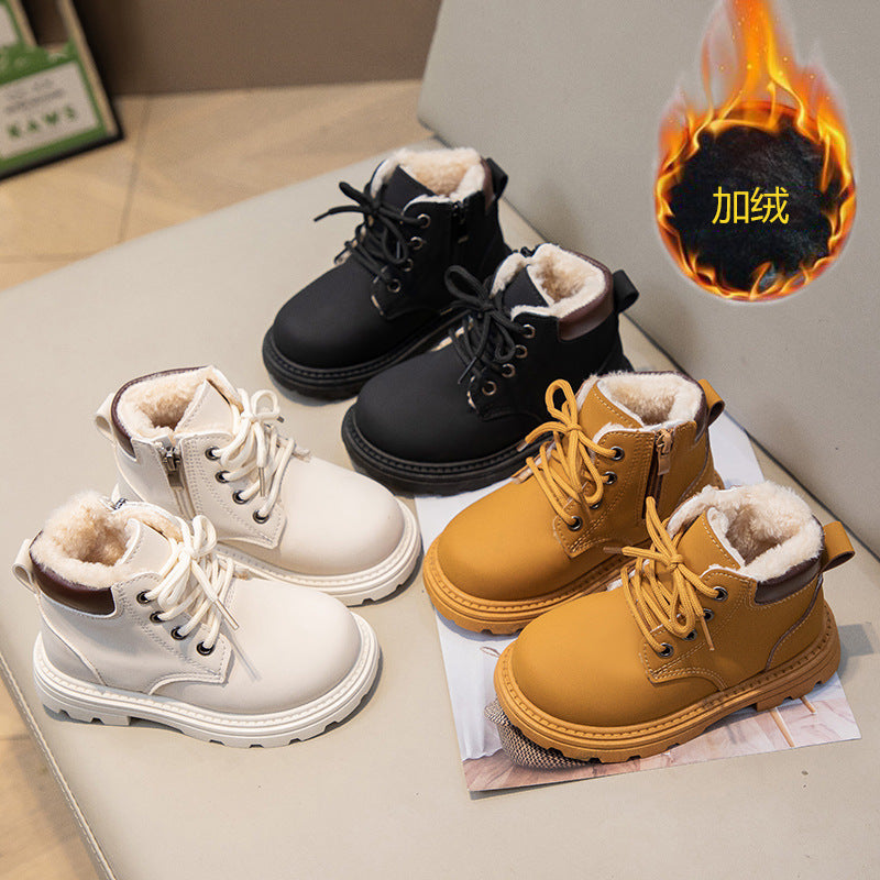 Kids’ Winter Snow Boots – Fleece-Lined Warm Cotton Shoes