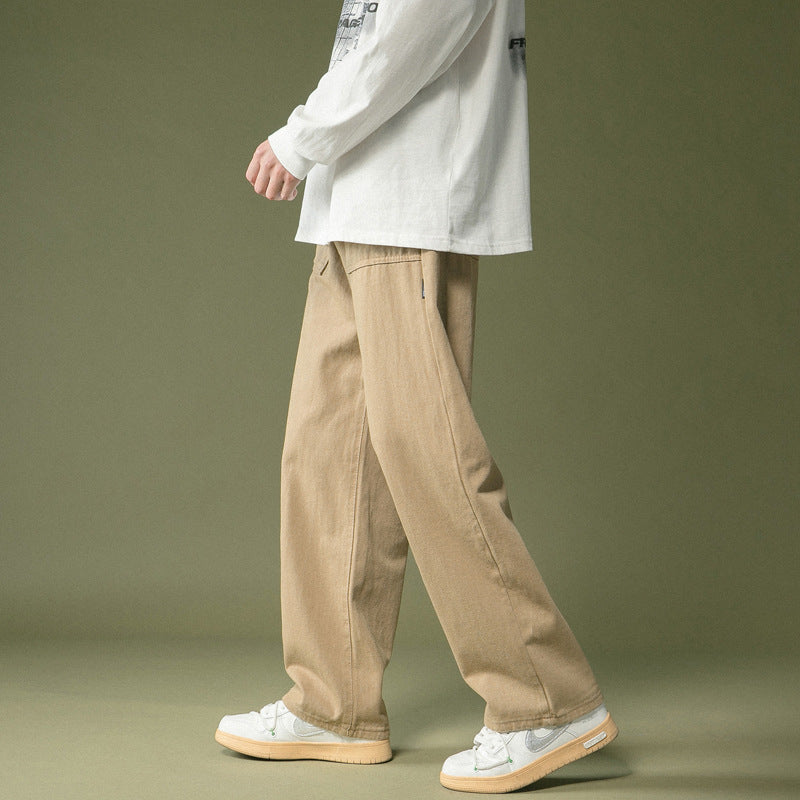 Men's Khaki Cotton Loose Fit Pants – HK Style Casual