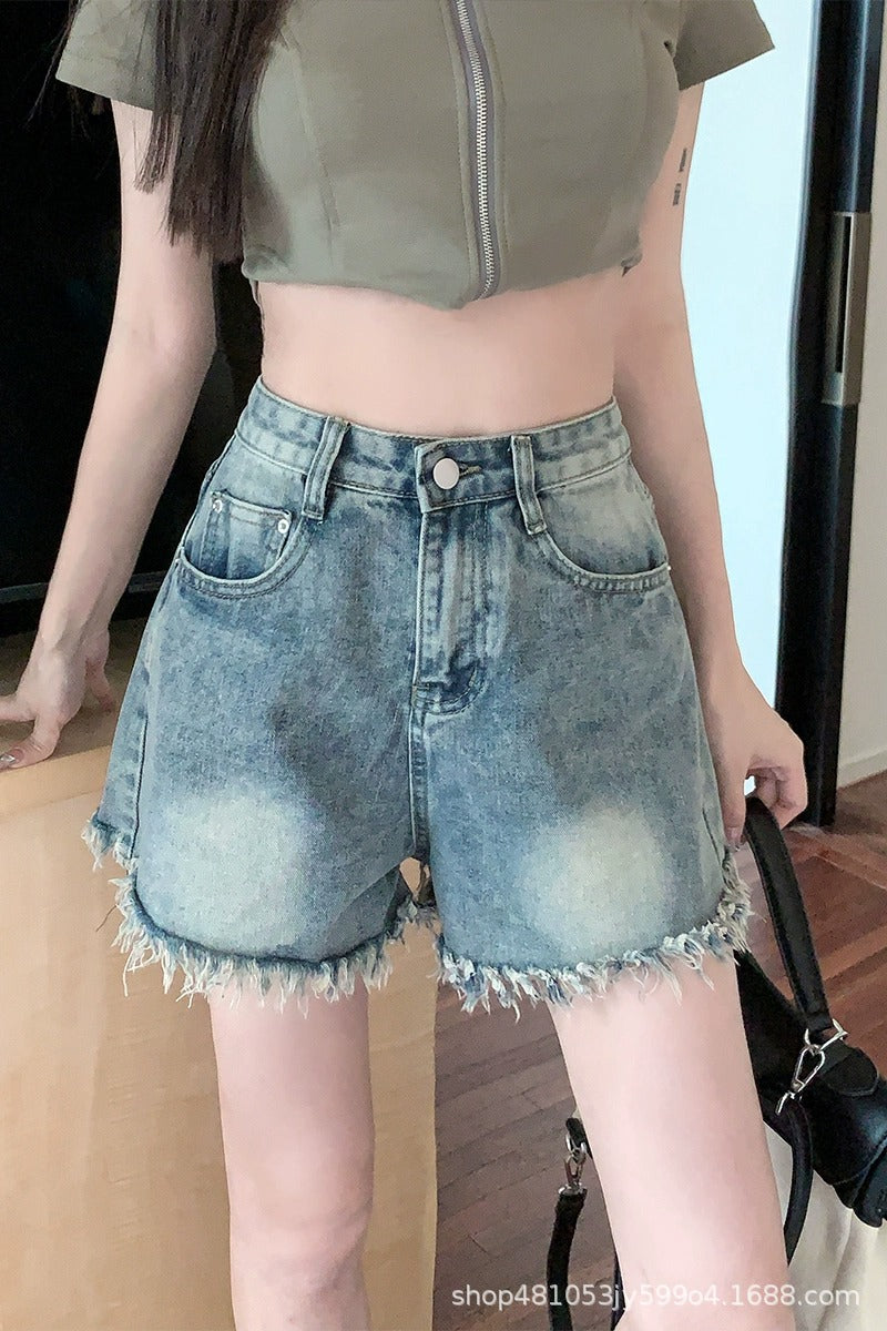 High Waist Wide Leg Denim Shorts for Women A-Line Plus Size