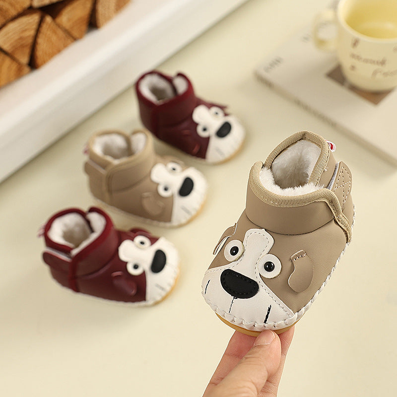 Winter Baby Snow Boots Soft Sole Cartoon Fleece