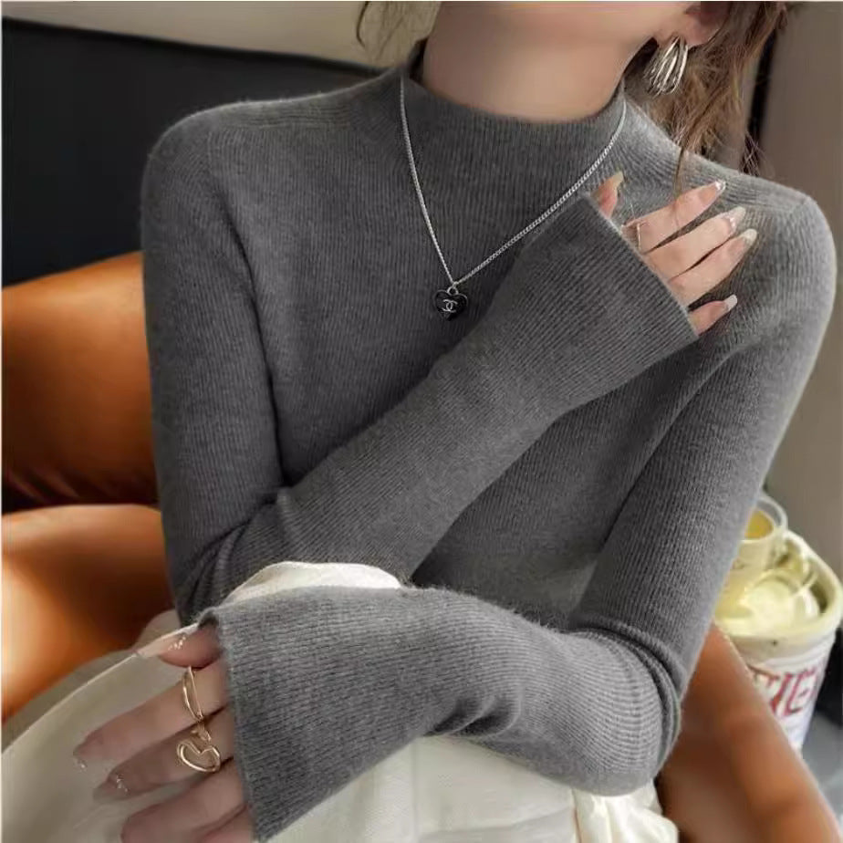 Women’s Half-Turtleneck Faux Wool Sweater – 2026