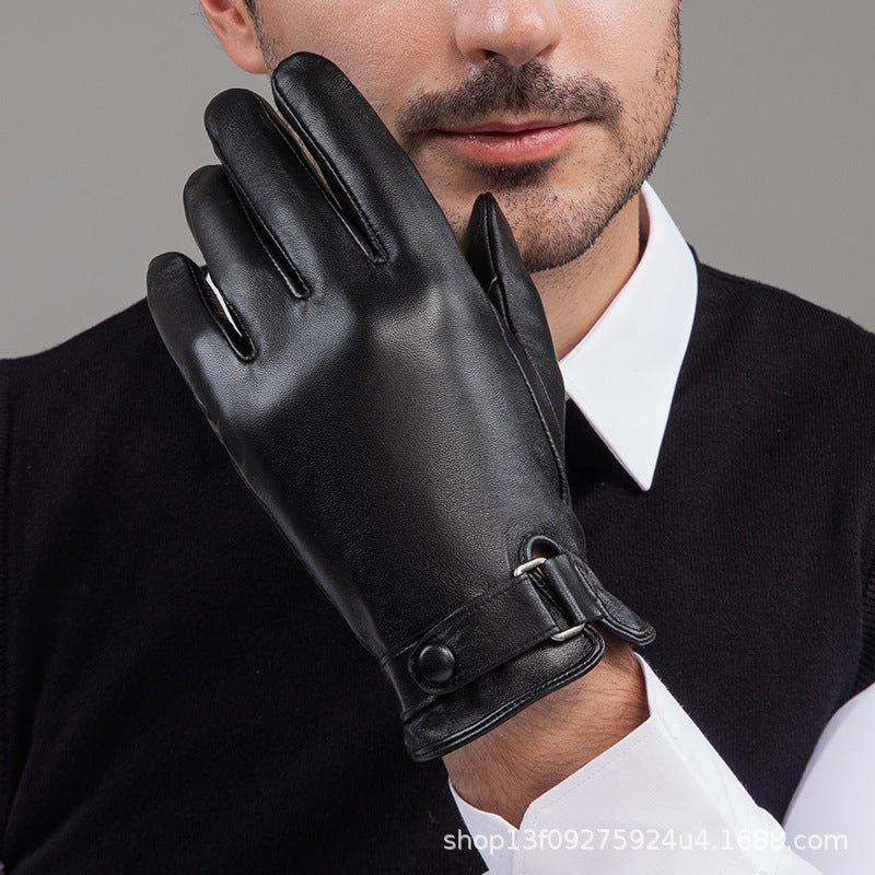 Men’s Genuine Sheepskin Winter Gloves – Touchscreen Warm