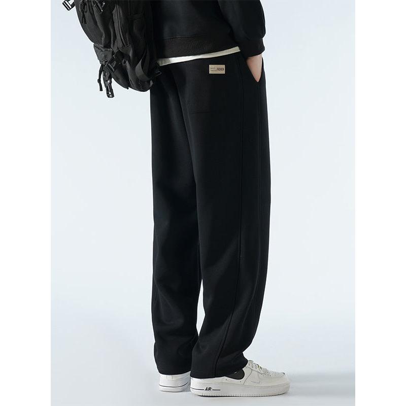 Men’s Cotton Straight-Leg Fleece-Lined Sweatpants Autumn Winter